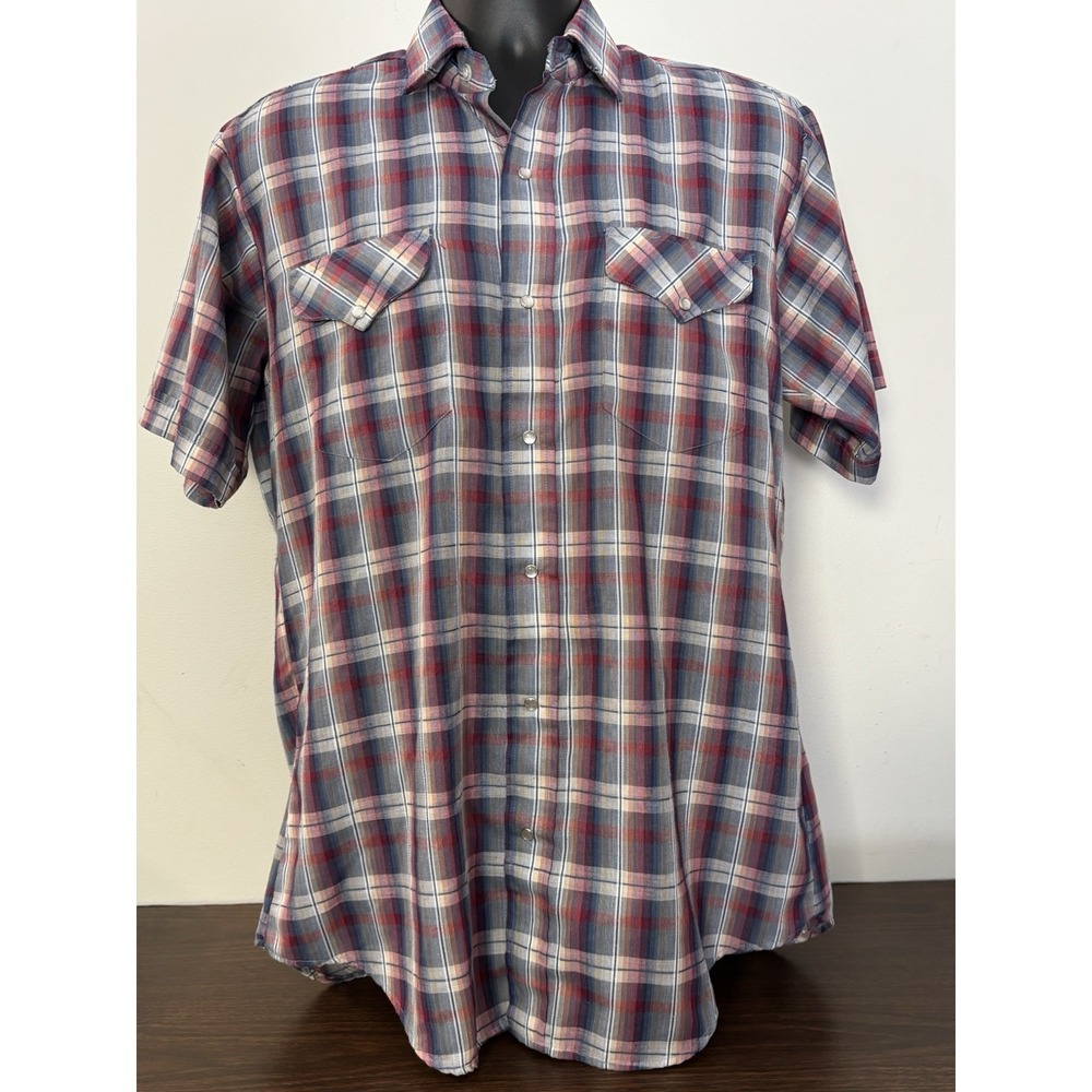 Ruddock‎ Bros Western Pearl Snap Shirt Short Sleeve Large 16 Rodeo Ranch Vintage